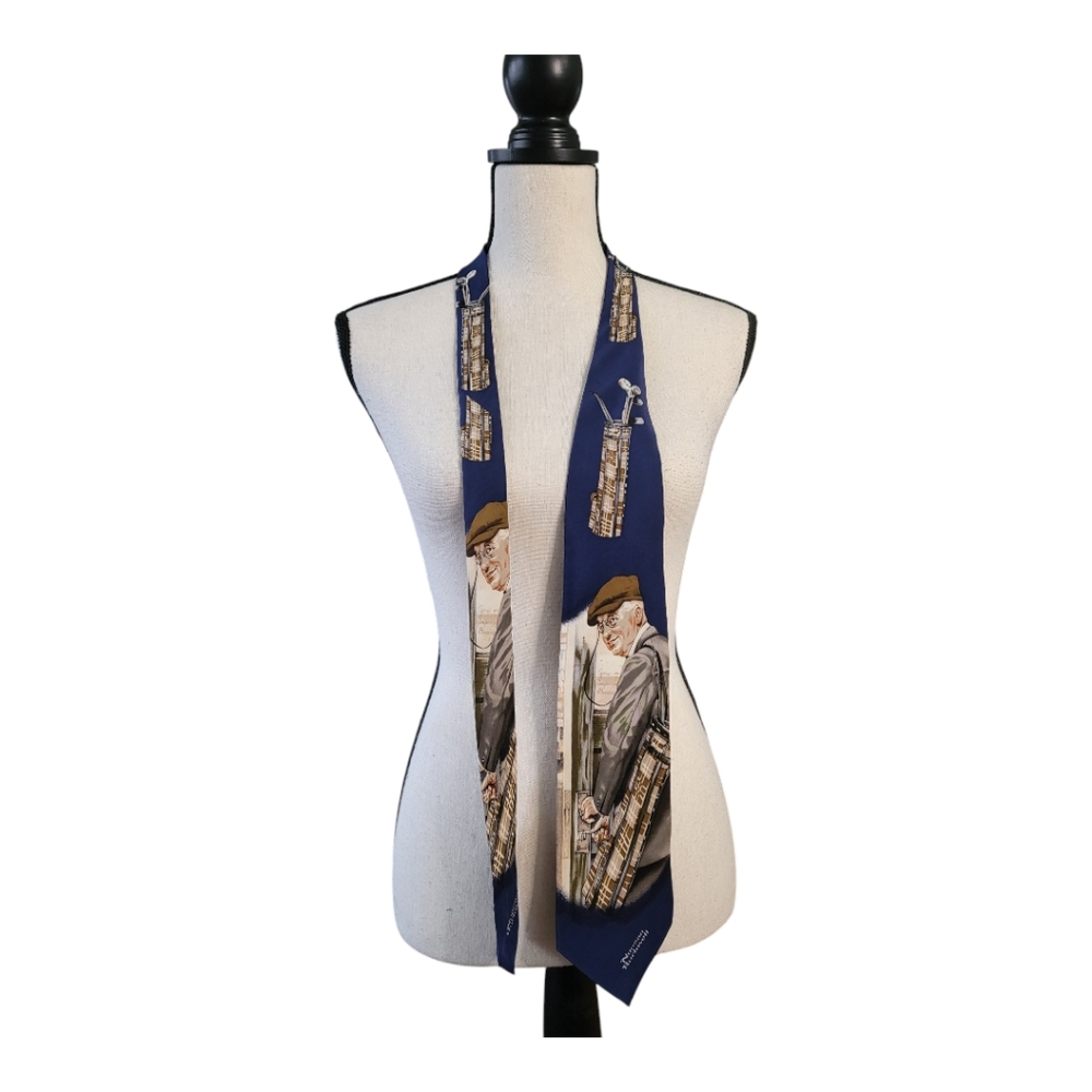 Norman Rockwell vintage golf silk tie